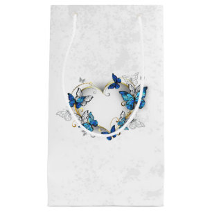 Petit Sac Cadeau Coeur bijoux avec papillons Morpho