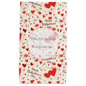 Petit Sac Cadeau coeur en rouge et blanc valentin (Devant)