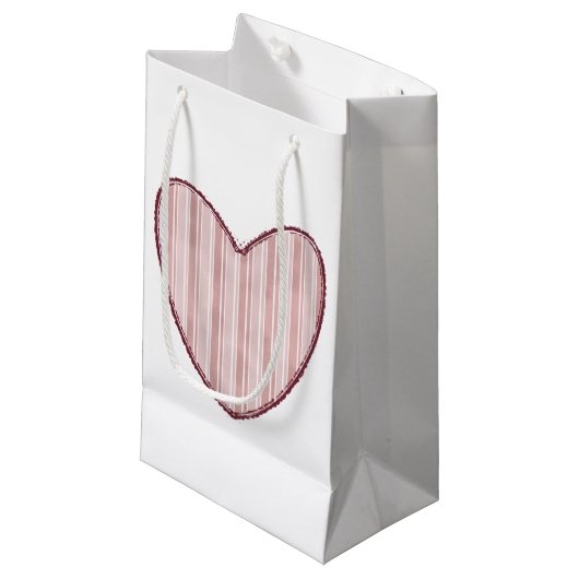 Petit Sac Cadeau Cœur rayé (Devant Angle)