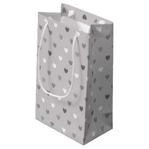 Petit Sac Cadeau Coeurs de polka minuscules dans les tons gris