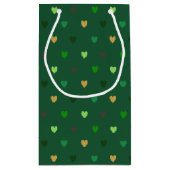 Petit Sac Cadeau Coeurs de Polka sur vert de forêt (Dos)