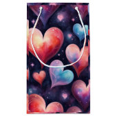 Petit Sac Cadeau Coeurs Galaxy Aquarelle Valentines Art (Dos)