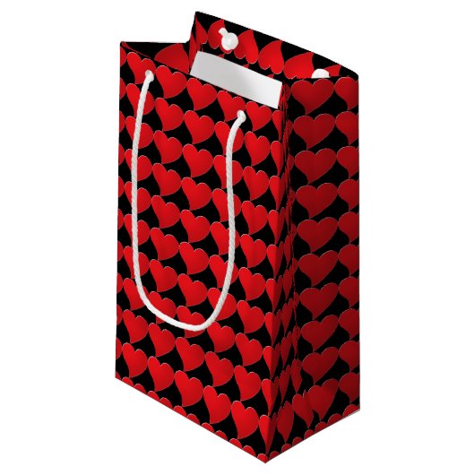 Petit Sac Cadeau Coeurs noirs rouges modernes motif Saint Valentin (Devant Angle)