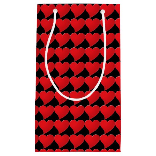 Petit Sac Cadeau Coeurs noirs rouges modernes motif Saint Valentin (Devant)