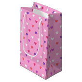 Petit Sac Cadeau Coeurs polka rose (Devant Angle)