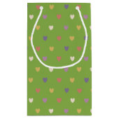 Petit Sac Cadeau Coeurs Polka sur vert vert (Dos)