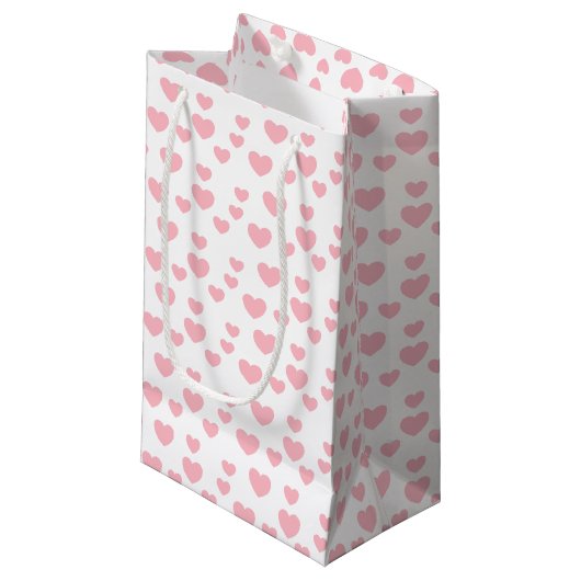 Petit Sac Cadeau Coeurs roses (Devant Angle)