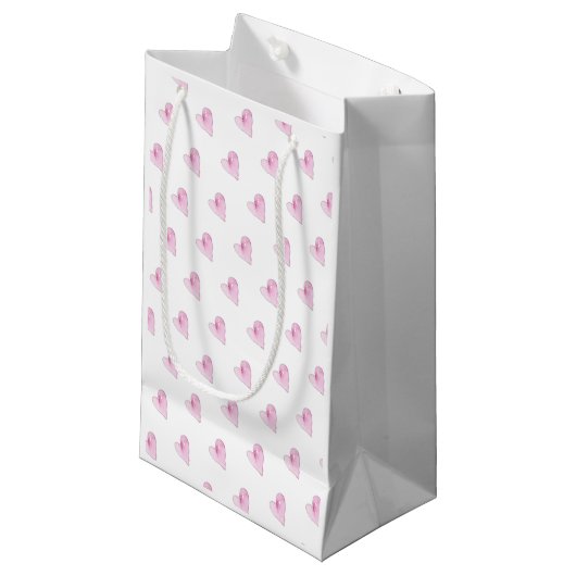 Petit Sac Cadeau Coeurs roses Aimer doux Valentines Jour Mariage Bé (Devant Angle)