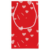 Petit Sac Cadeau Coeurs roses flottants sur le rouge (Dos)