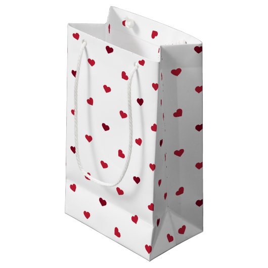 Petit Sac Cadeau Coeurs rouges (Devant Angle)