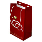 Petit Sac Cadeau Coeurs Valentin Rouge Or Moderne (Dos Angle)