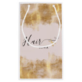 Petit Sac Cadeau Coiffeur Élégant Ciseaux Dorés Coiffeuse Rose (Dos)