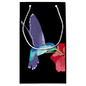 Petit Sac Cadeau Colibri bleu et vert et Hibiscus rouge (Dos)