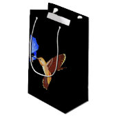 Petit Sac Cadeau Colibri d'or et Hibiscus bleu (Dos Angle)