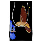 Petit Sac Cadeau Colibri d'or et Hibiscus bleu (Devant)