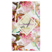 Petit Sac Cadeau Colibris et Astrantia Monogram Aquarelle (Devant)