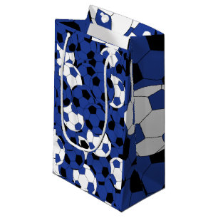 Petit Sac Cadeau Collage bleu-foncé de ballon de football
