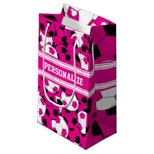 Petit Sac Cadeau Collage de boules de soccer roses
