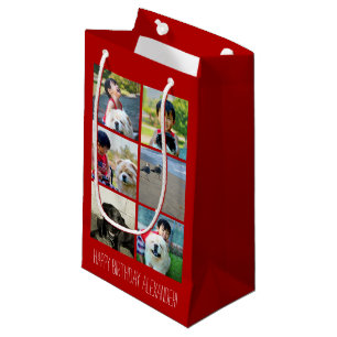 Petit Sac Cadeau Collage rouge personnalisé d'image de mosaïque d