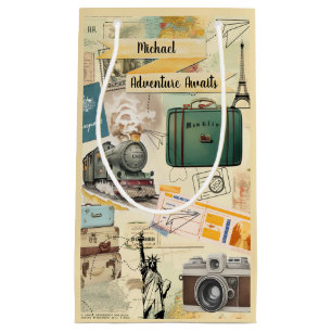 Petit Sac Cadeau Collage Vintage voyage 2