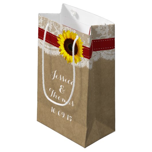 Petit Sac Cadeau Collection de Mariages de tournesol rustique - Rou (Devant Angle)