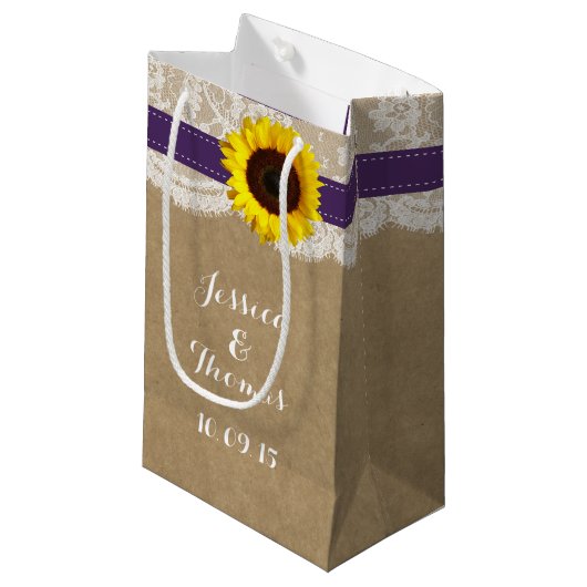 Petit Sac Cadeau Collection de Mariages de tournesol rustique - vio (Devant Angle)