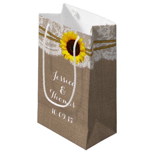 Petit Sac Cadeau Collection de Mariages de tournesols rustiques (Devant Angle)