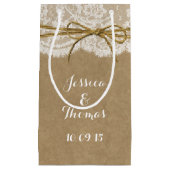 Petit Sac Cadeau Collection de Mariages Kraft, Lace & Twine Bow (Devant)