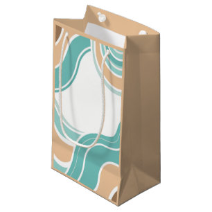 Petit Sac Cadeau Coloré abstrait ondulé bleu orange brun