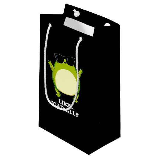 Petit Sac Cadeau Comme Toad-ally Funny Toad Pun Dark BG (Devant Angle)