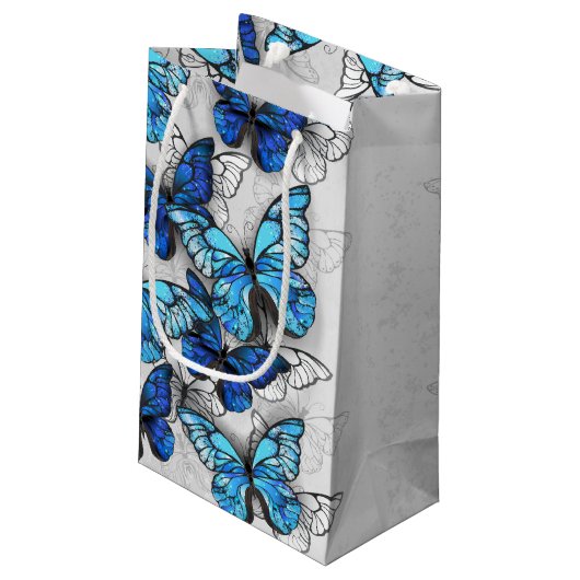 Petit Sac Cadeau Composition des papillons blancs et bleus (Dos Angle)
