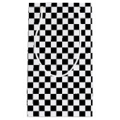 Petit Sac Cadeau Conception Checkered noire et blanche (Devant)