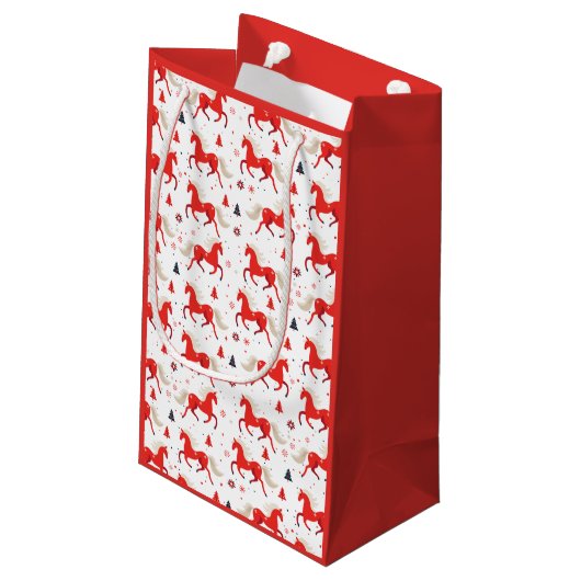 Petit Sac Cadeau Conception de chevaux rouges (Dos Angle)