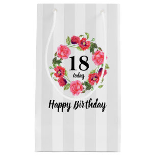 Petit Sac Cadeau Conception de couronne circulaire de fleurs rouges