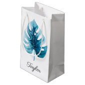 Petit Sac Cadeau Conception de feuilles d'aquarelle tropicale avec  (Dos Angle)