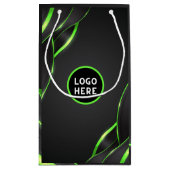 Petit Sac Cadeau Conception de fluide abstrait noir et vert | Ajout (Dos)