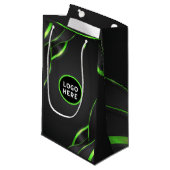 Petit Sac Cadeau Conception de fluide abstrait noir et vert | Ajout (Devant Angle)