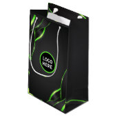 Petit Sac Cadeau Conception de fluide abstrait noir et vert | Ajout (Dos Angle)