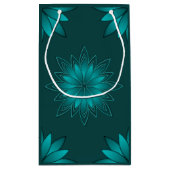 Petit Sac Cadeau Conception de mandala à feuilles sarcelles sur fon (Dos)