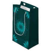 Petit Sac Cadeau Conception de mandala à feuilles sarcelles sur fon (Devant Angle)