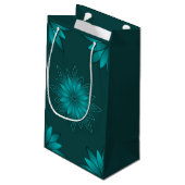 Petit Sac Cadeau Conception de mandala à feuilles sarcelles sur fon (Dos Angle)