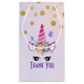 Petit Sac Cadeau Confetti rose unicorne tendance et Merci de fleurs (Dos)