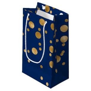 Petit Sac Cadeau Confettis de papier d'or et bleu royal