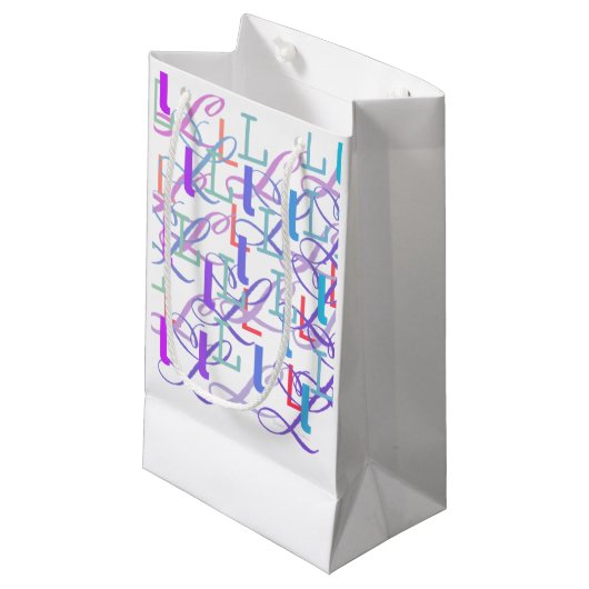 Petit Sac Cadeau Confettis en forme de lettre "L" (Devant Angle)