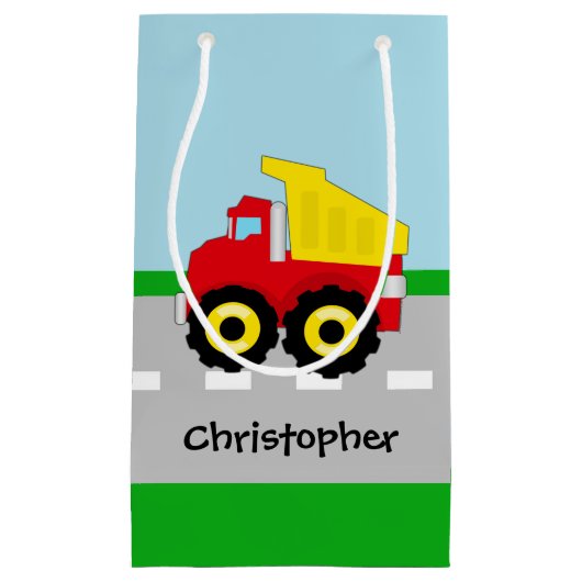 Petit Sac Cadeau Construction Dumptruck de garçons d'enfants (Devant)