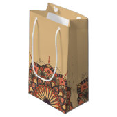 Petit Sac Cadeau Contemporain Brown Peach Mandala (Devant Angle)