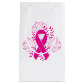 Petit Sac Cadeau Contour rose de fleur de ruban de conscience de (Devant)