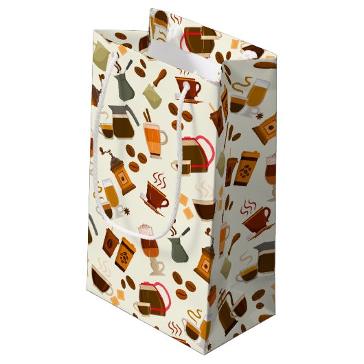 Petit Sac Cadeau cool café motif carrelé (Dos Angle)