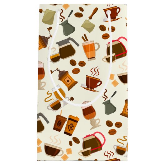 Petit Sac Cadeau cool café motif carrelé (Devant)