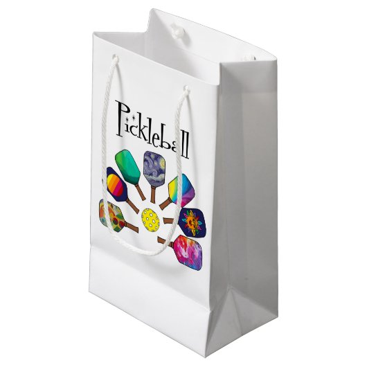 Petit Sac Cadeau Cool Pickleball Paddle Sports Rainbow (Devant Angle)